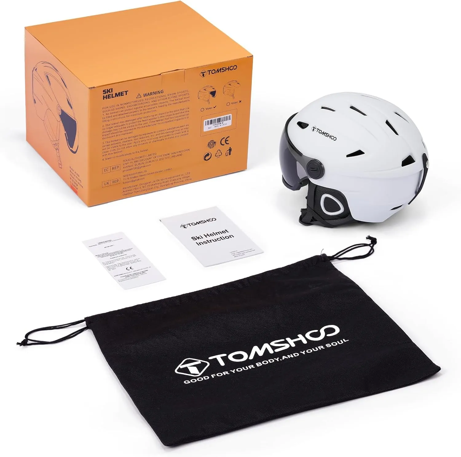 TOMSHOO Ski Helmet Snow Helmet Lightweight with Ajustable Vents Removable Goggles Liner Ear Pads, Protective Gear for Skiing Snowboarding Cycling