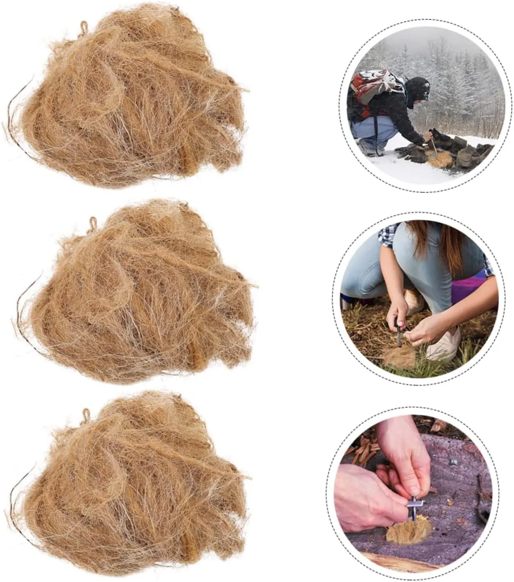 Totority 5sets Professional Fire Tools Jute Easy to Use Outdoor Flame Starter for Camping Hiking and Adventure 3pcs*5