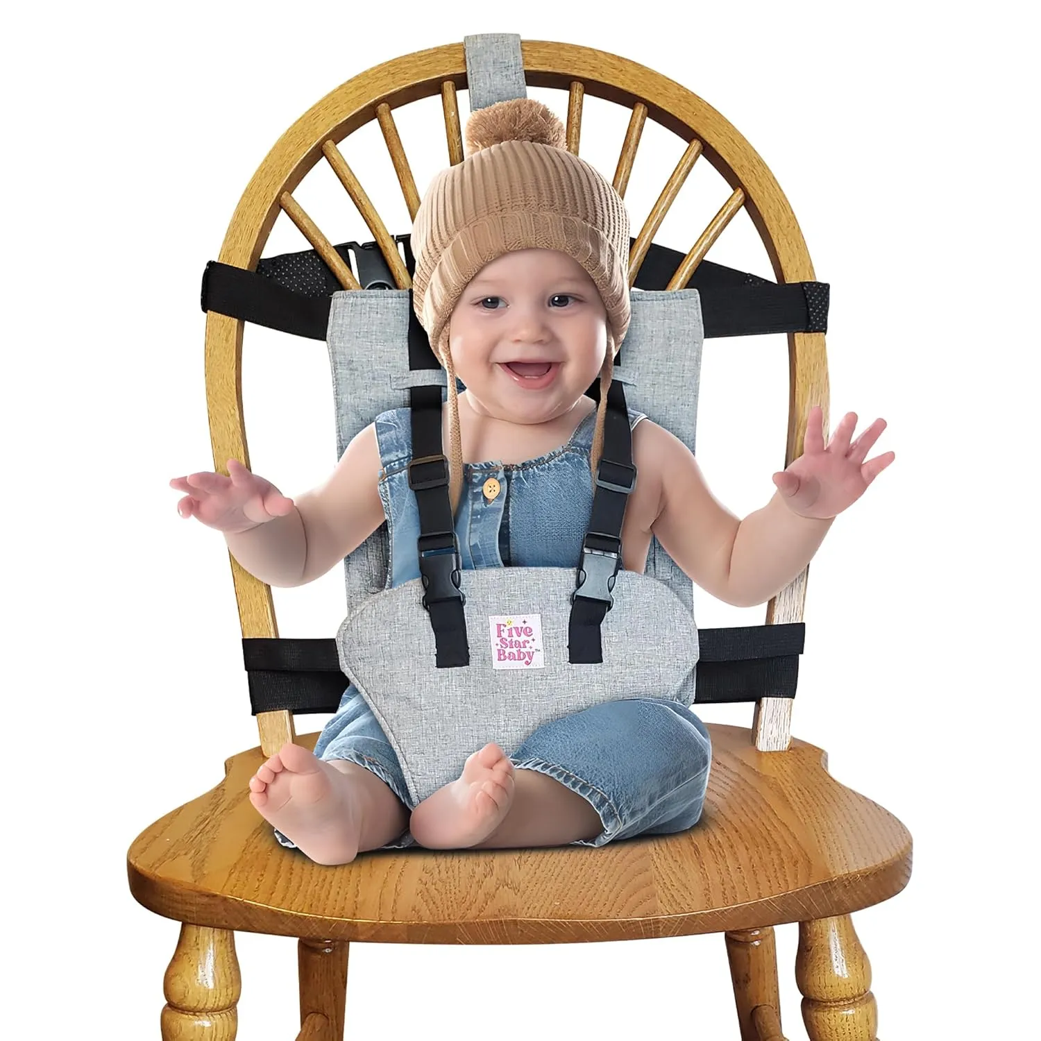 Travel Harness Seat for Toddlers - Portable High Chair for Travel | Baby Seat Harness for Golf Carts and Dining | Compact Chair for Babies - Grey