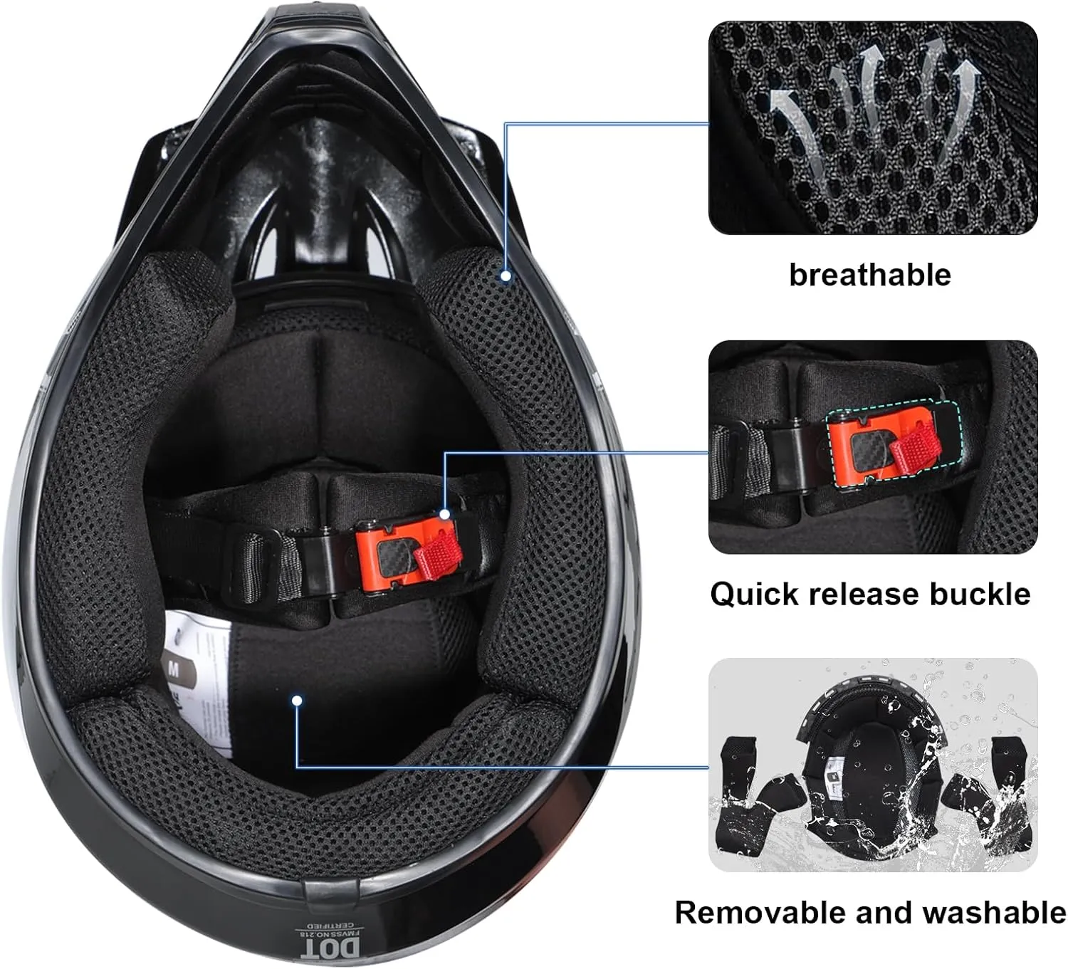 TRIANGLE Motorcycle Helmets Dirt Bike ATV Dual Sports Full Face Helmet for Adults with Tinted Sunshield DOT Approved