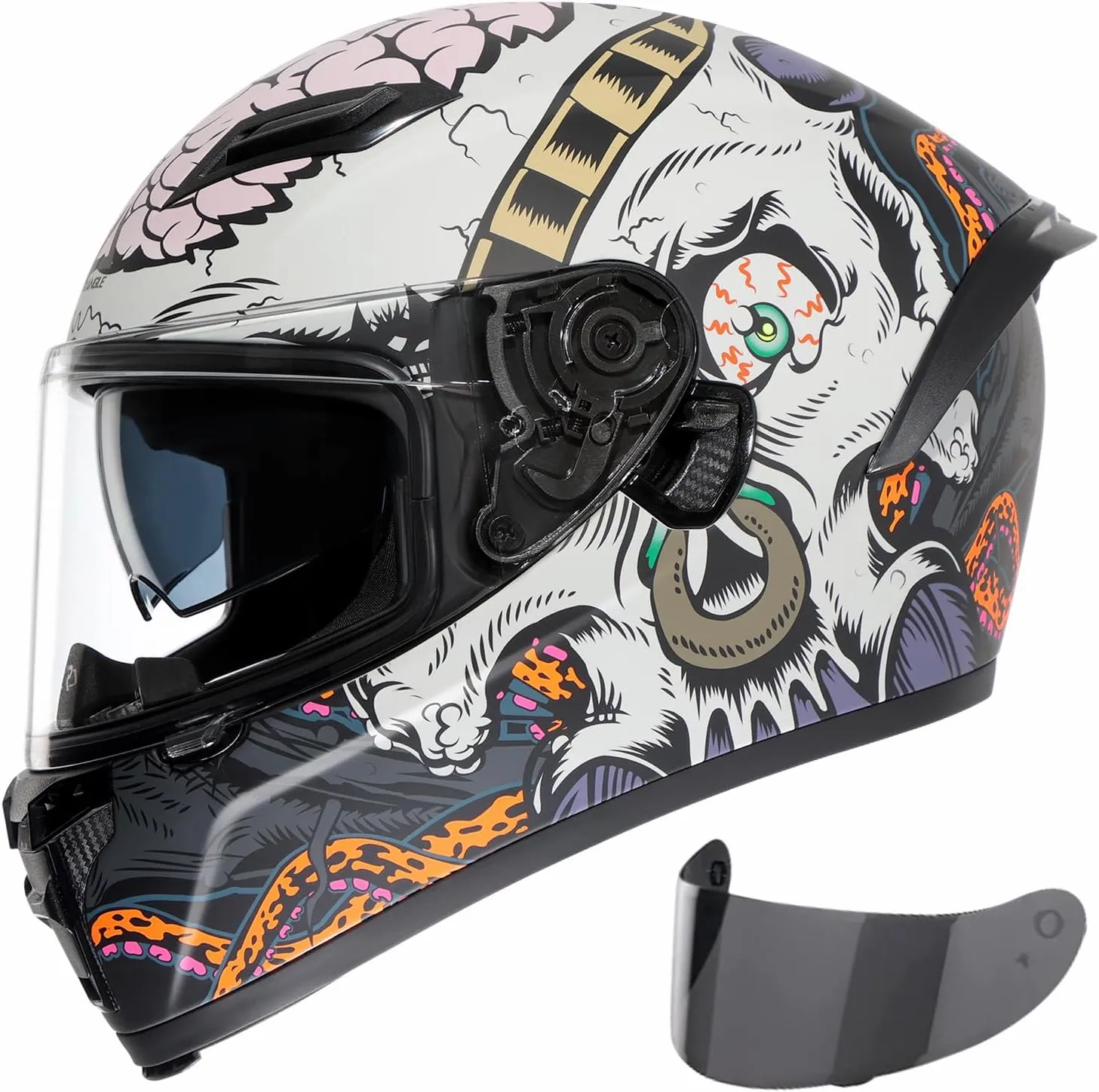 TRIANGLE Motorcycle Helmets Full face Helmet for Adults Men and Women Dual Visor with Internal Sunshield DOT Approved (Black Gray, Medium)