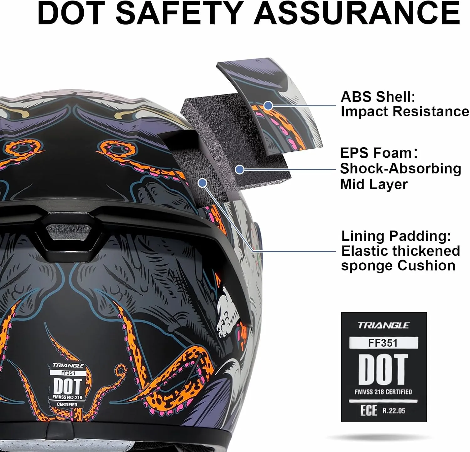 TRIANGLE Motorcycle Helmets Full face Helmet for Adults Men and Women Dual Visor with Internal Sunshield DOT Approved (Black Gray, Medium)
