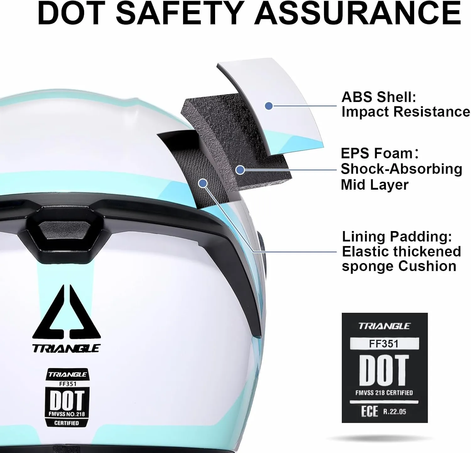 TRIANGLE Motorcycle Helmets Full face Helmet for Adults Men and Women Dual Visor with Internal Sunshield DOT Approved