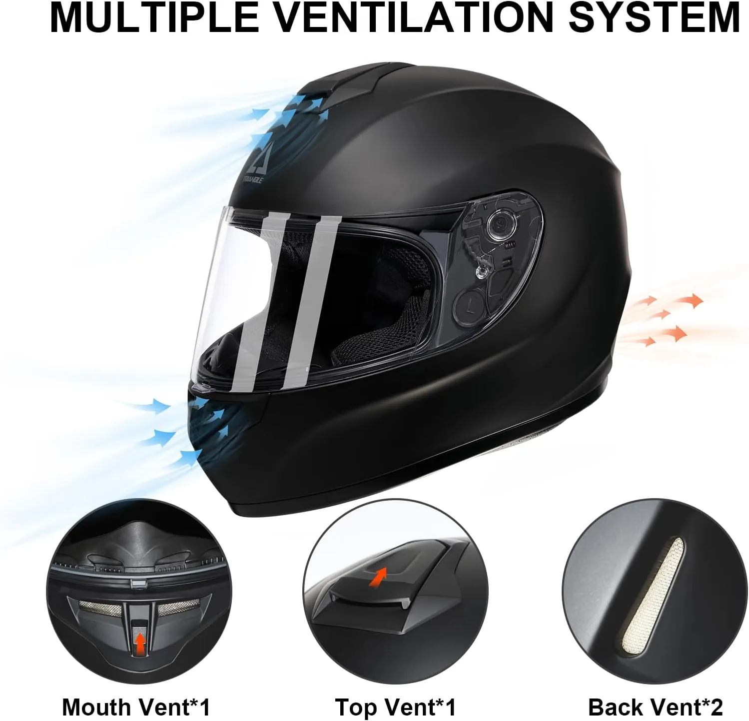 TRIANGLE Motorcycle Helmets Full Face Motorcycle Helmet for Men & Women with Tinted and Clear Visor Meet Dot Approved