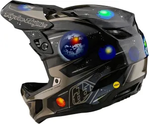 Troy Lee Designs D4 Carbon Helmet for Bicycle/BMX/Enduro Racing, MIPS Protection, Full Face, Carbon Shell, Lightweight/Breathable, Spacian Black, Large, SKU 139999004