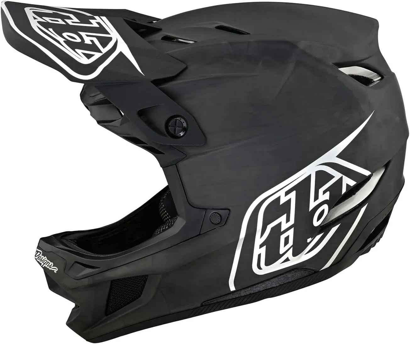 Troy Lee Designs D4 Carbon Helmet for Bicycle/BMX/Enduro Racing, MIPS Protection, Full Face, Carbon Shell, Lightweight/Breathable, Stealth Black/Silver, Small, SKU 139437002