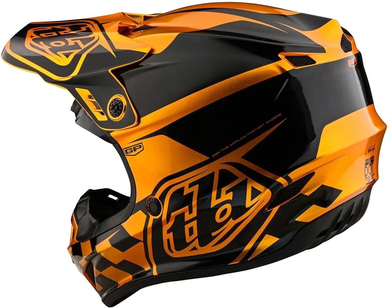 Troy Lee Designs GP Anarchy Adult Offroad Motocross Dirt Bike ATV Powersports Racing Full Face Helmets Lightweight Ventilated Youth GP Helmet; Check UP Gold/Black MD