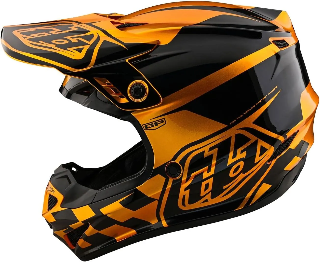 Troy Lee Designs GP Helmet for Motocross MX, Light Weight 16 Vents, Check Up Gold/Black, LG, SKU 103639014