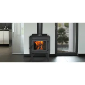 True North TN10 Black Vented Wood Burning Stove with Legs
