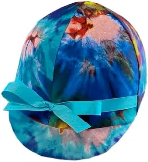 Turquoise Navy Tie Dye Equestrian Helmet Cover