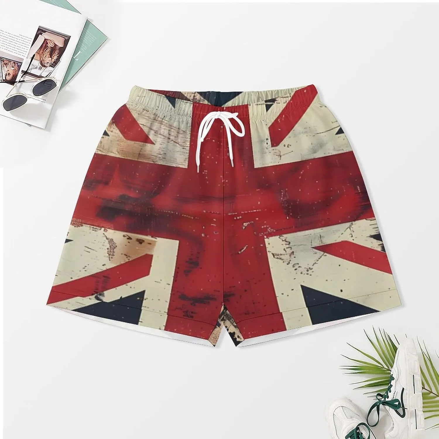 UK Vintage British Flag Women's Satin Pajama Set Short Sleeve Button Down Sleepwear Loungewear Pj Set