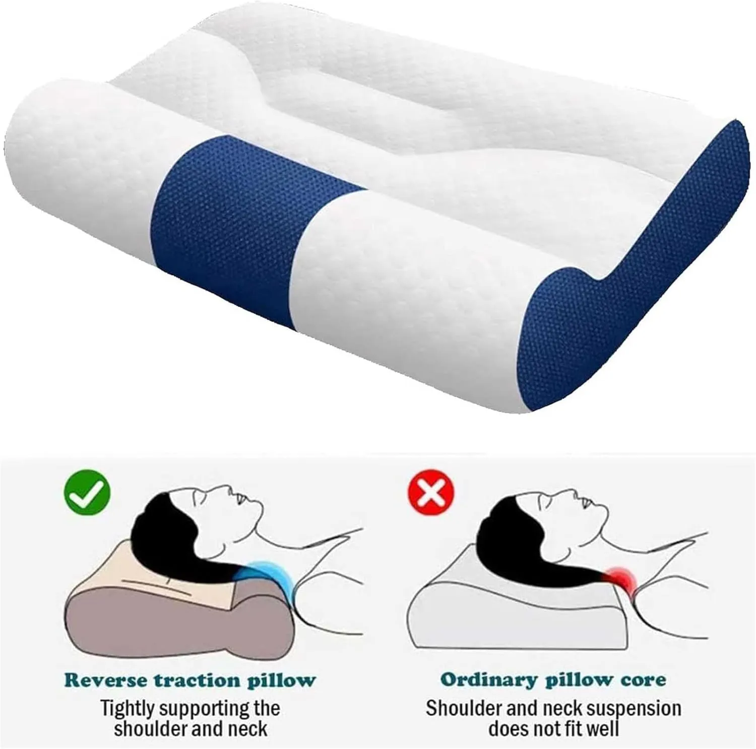Ultra Fire Cervical Care Pillow, Cervical Support Goose Down Pillow, Cervical Traction Pillow for Sleeping, Traction Cervical Spine Support Pillow, Comfort Goose Down Pillow