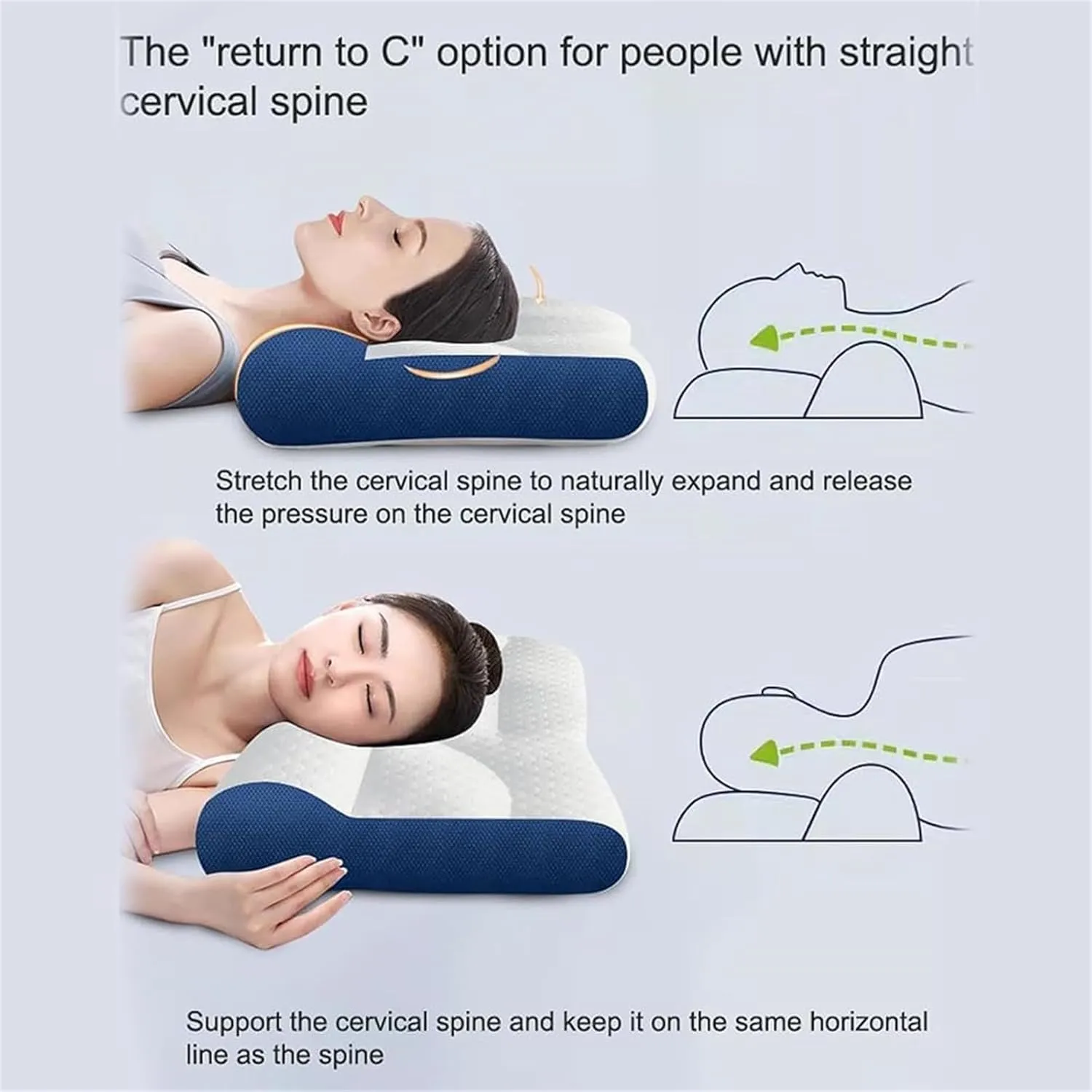 Ultra Fire Cervical Care Pillow, Cervical Support Goose Down Pillow, Cervical Traction Pillow for Sleeping, Traction Cervical Spine Support Pillow, Comfort Goose Down Pillow