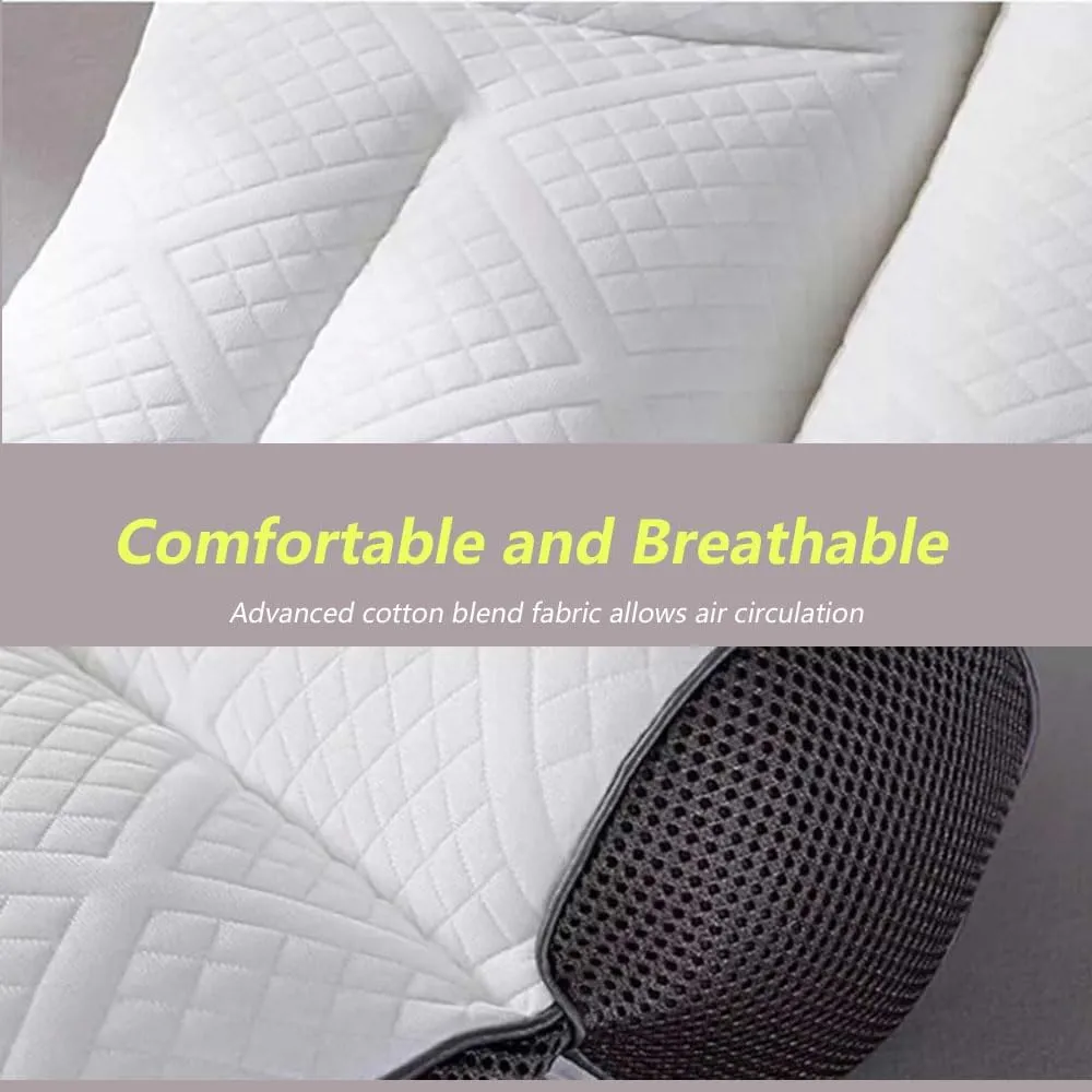 Ultra Fire Cervical Care Pillow, Cervical Support Goose Down Pillow, Ergonomic Sleep-Enhancing Neck Traction Comfortable Goose Down Bolster (Blue, Big)