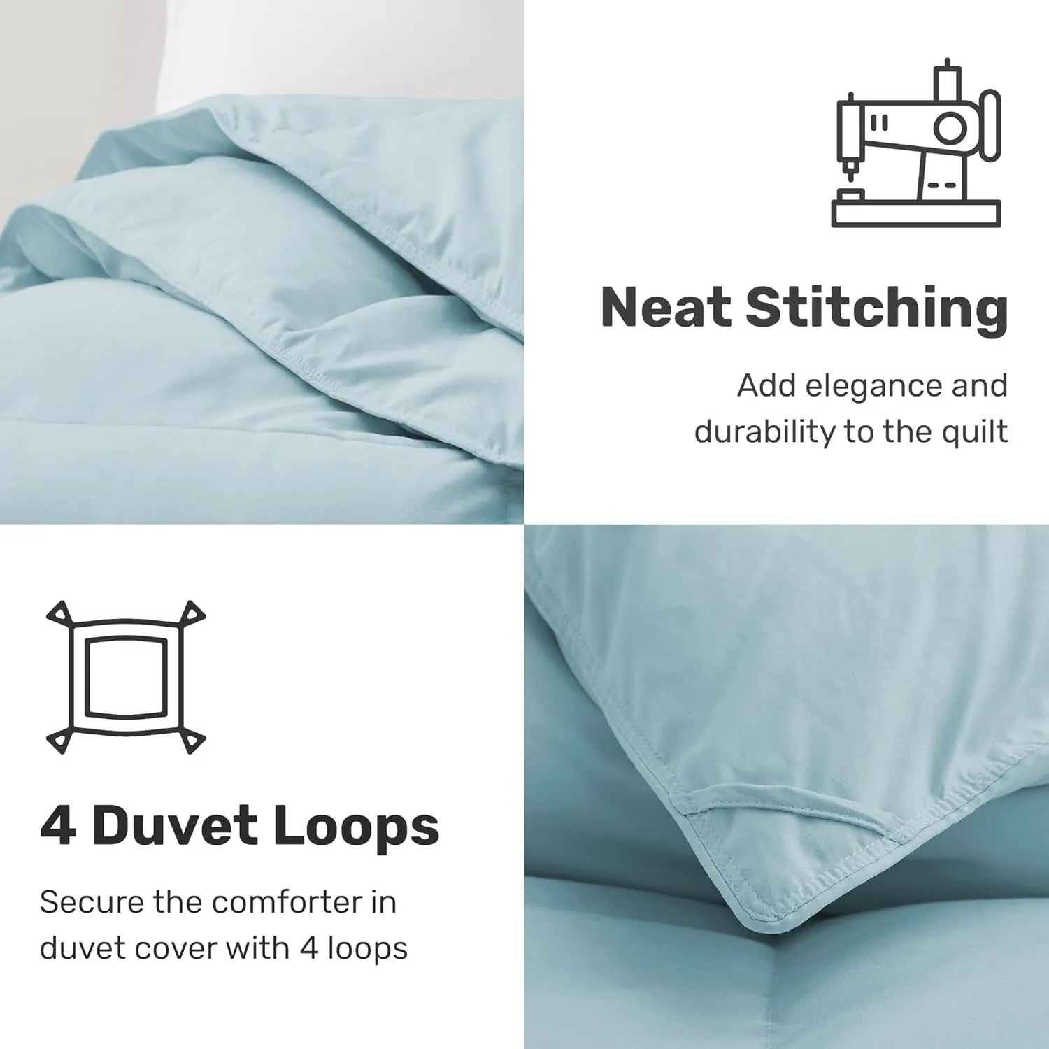 UNIKOME Goose Feather Down Comforter - Cloud-Like Fluffiness Down Feather Comforters, All Season Duvet Insert with Soft Downproof Cover, (Cal King, Blue,108"X94")