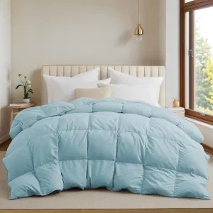 UNIKOME Goose Feather Down Comforter - Cloud-Like Fluffiness Down Feather Comforters, All Season Duvet Insert with Soft Downproof Cover, (Cal King, Blue,108"X94")