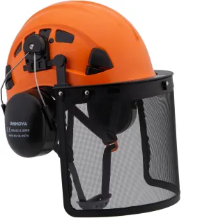 UNINOVA Forestry Chainsaw Arborist Helmet with Mesh Face Shield and Ear Muffs Hearing Protection,Logging Trimming Mowing Climbing Tree Garden Work OSHA Safety Hard Hat Helmet