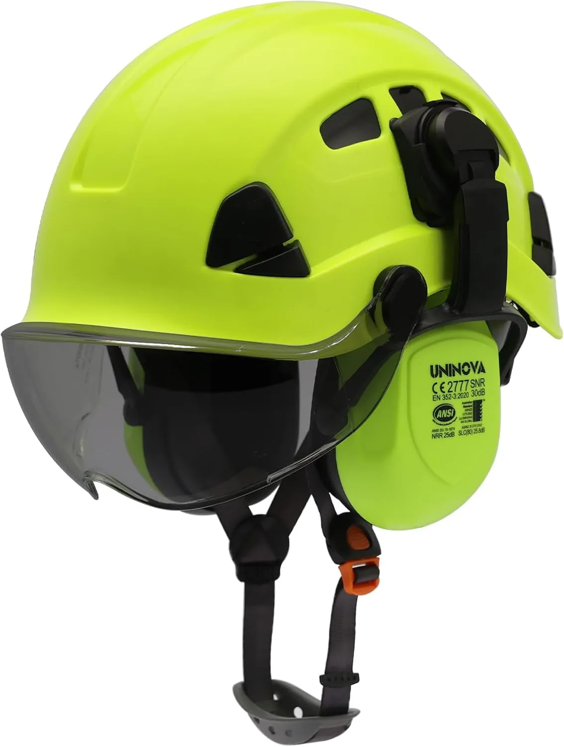 UNINOVA Forestry Chainsaw Arborist Helmet with Mesh Face Shield and Ear Muffs Hearing Protection,Logging Trimming Mowing Climbing Tree Garden Work OSHA Safety Hard Hat Helmet
