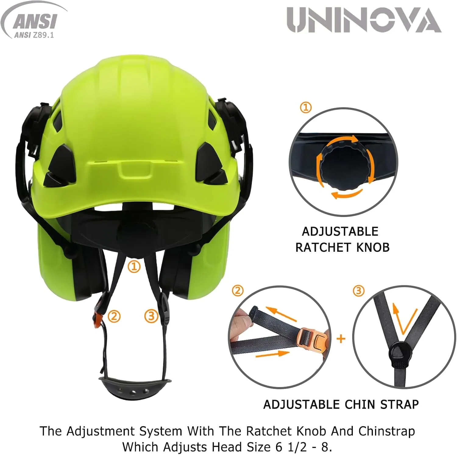 UNINOVA Forestry Chainsaw Arborist Helmet with Mesh Face Shield and Ear Muffs Hearing Protection,Logging Trimming Mowing Climbing Tree Garden Work OSHA Safety Hard Hat Helmet