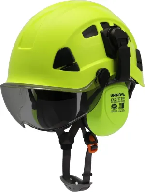 UNINOVA Forestry Chainsaw Arborist Helmet with Mesh Face Shield and Ear Muffs Hearing Protection,Logging Trimming Mowing Climbing Tree Garden Work OSHA Safety Hard Hat Helmet