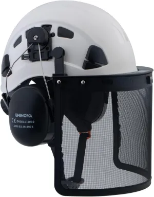 UNINOVA Forestry Chainsaw Arborist Helmet with Mesh Face Shield and Ear Muffs Hearing Protection,Logging Trimming Mowing Climbing Tree Garden Work OSHA Safety Hard Hat Helmet