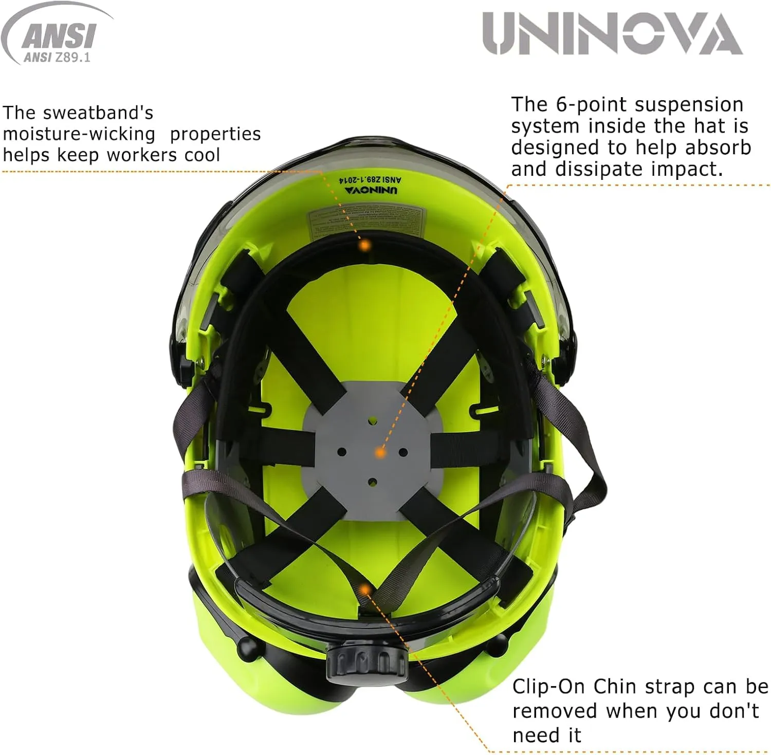 UNINOVA Forestry Chainsaw Arborist Helmet with Mesh Face Shield and Ear Muffs Hearing Protection,Logging Trimming Mowing Climbing Tree Garden Work OSHA Safety Hard Hat Helmet