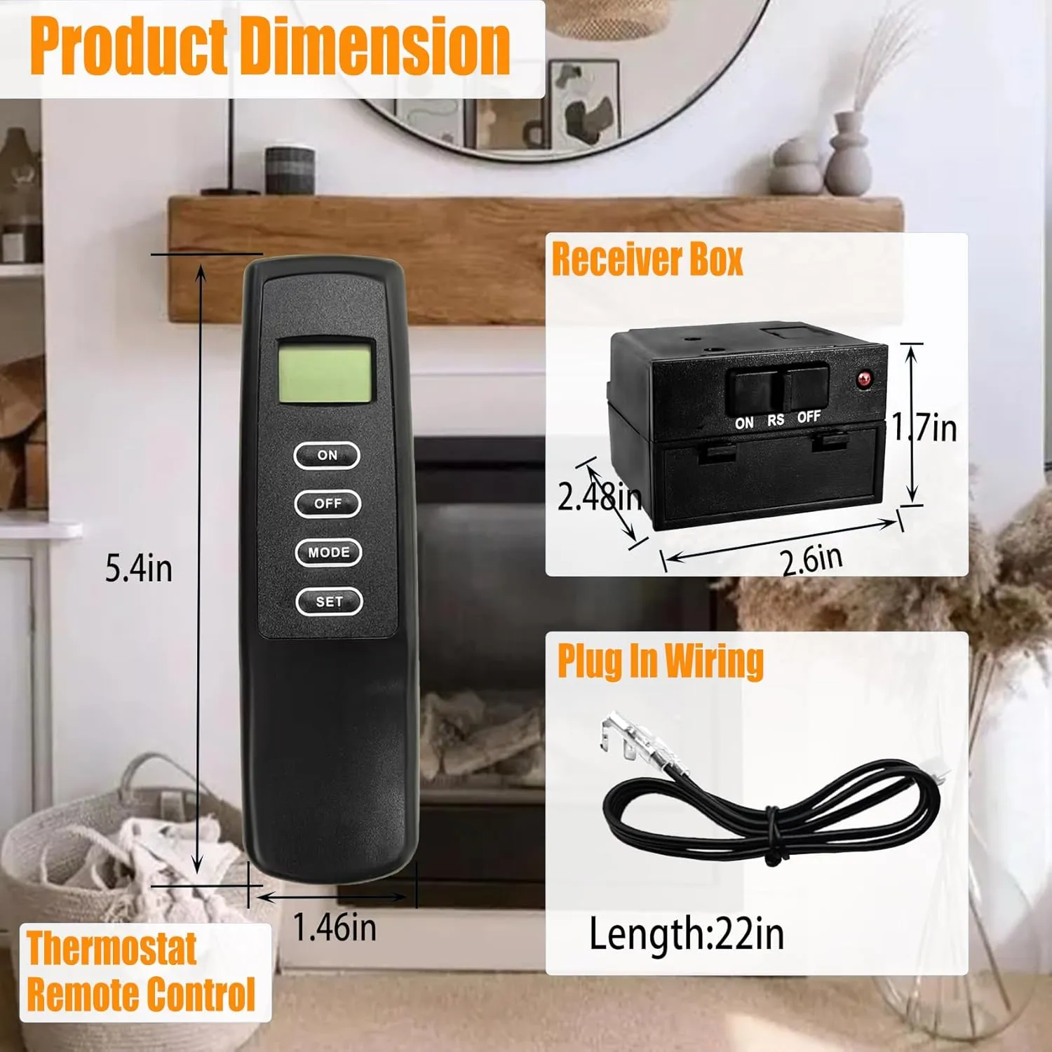 Upgraded Fireplace Remote Control Kit,Compatible with Skytech Majestic Ambient Empire Monessen Vermont Monessen Millivolt Valve Fireplace Stove with Thermostat On/Off Control Remote Receiver