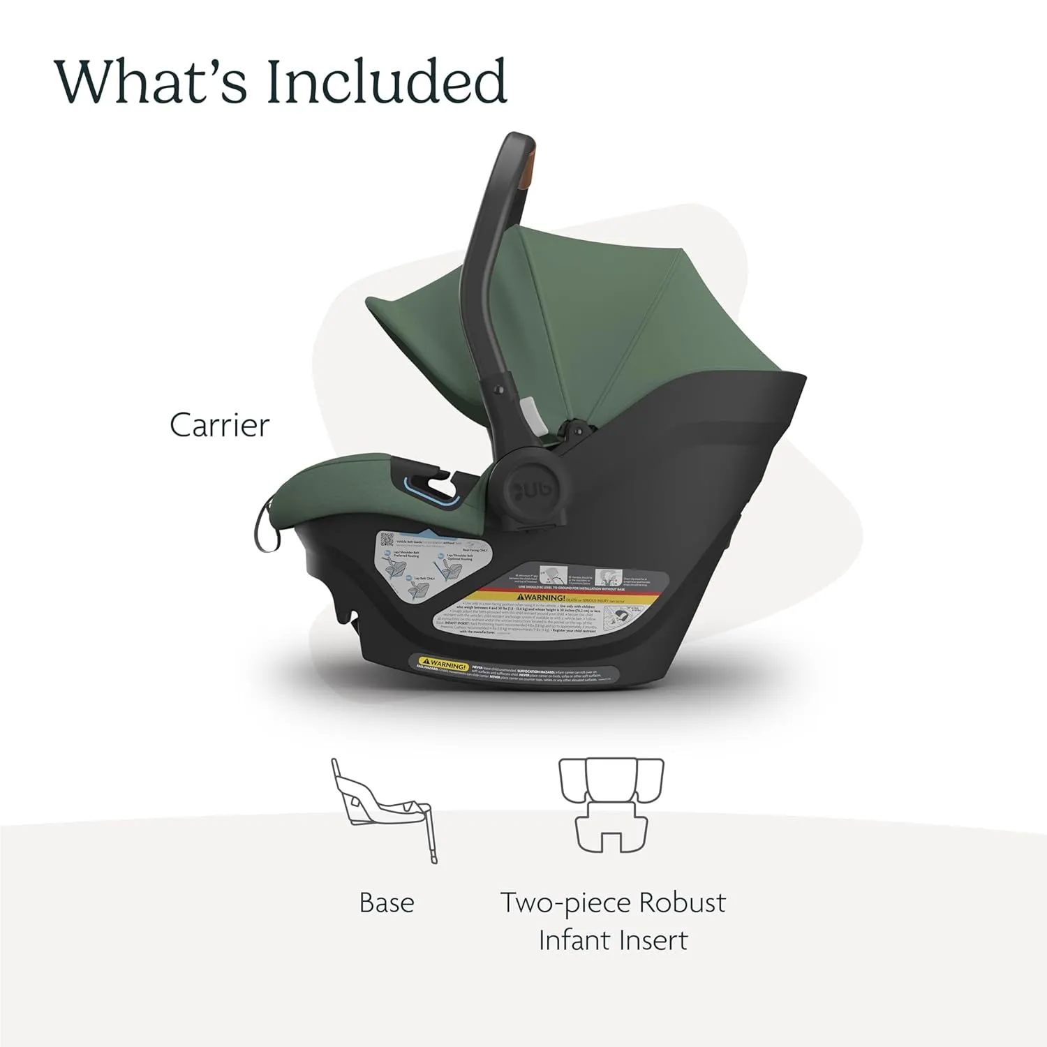 UPPAbaby Aria Lightweight Infant Car Seat/Just Under 6 lbs for Easy Portability/Base with Load Leg   Infant Insert Included/Direct Stroller Attachment/Gwen (Green/Saddle Leather)