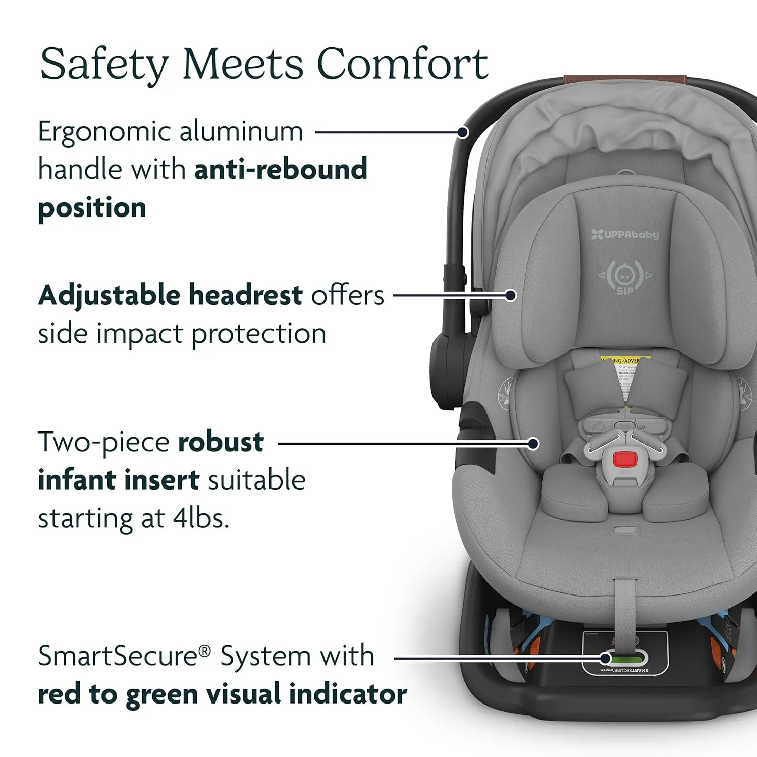 UPPAbaby Aria Lightweight Infant Car Seat/Just Under 6 lbs for Easy Portability/Base with Load Leg   Infant Insert Included/Direct Stroller Attachment/Gwen (Green/Saddle Leather)