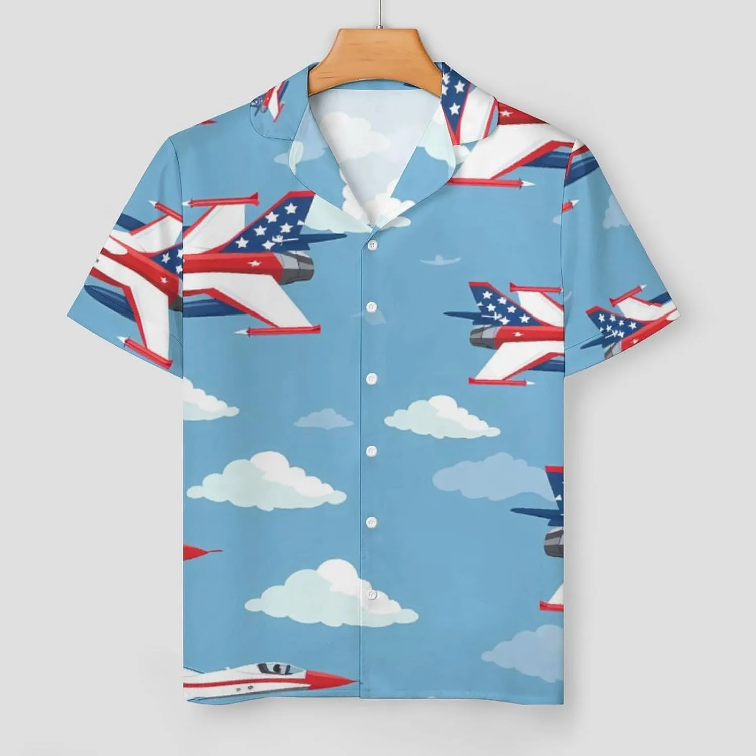 USA Fighter Planes Women's Satin Pajama Set Short Sleeve Button Down Sleepwear Loungewear Pj Set