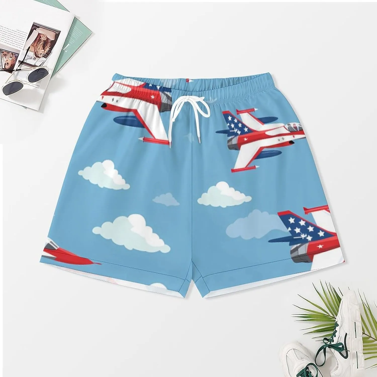 USA Fighter Planes Women's Satin Pajama Set Short Sleeve Button Down Sleepwear Loungewear Pj Set