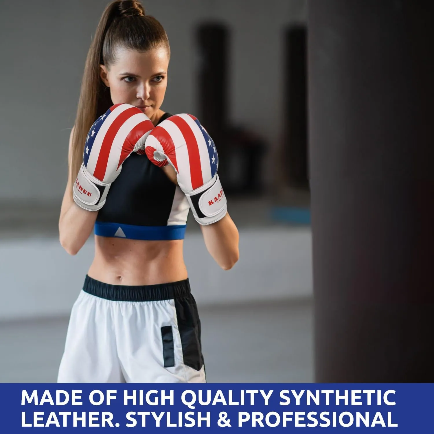 USA Flag Boxing Gloves for Men & Women, Boxing Training Gloves, Kickboxing Gloves, Sparring Punching Gloves, Heavy Bag Workout Gloves for Boxing, Muay Thai, American Flag Boxing Gloves