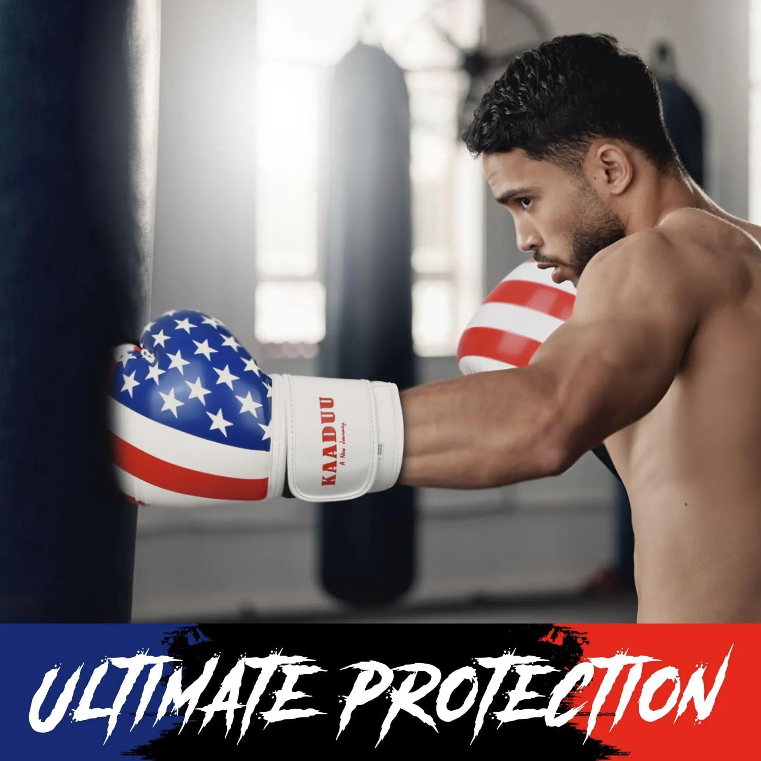 USA Flag Boxing Gloves for Men & Women, Boxing Training Gloves, Kickboxing Gloves, Sparring Punching Gloves, Heavy Bag Workout Gloves for Boxing, Muay Thai, American Flag Boxing Gloves
