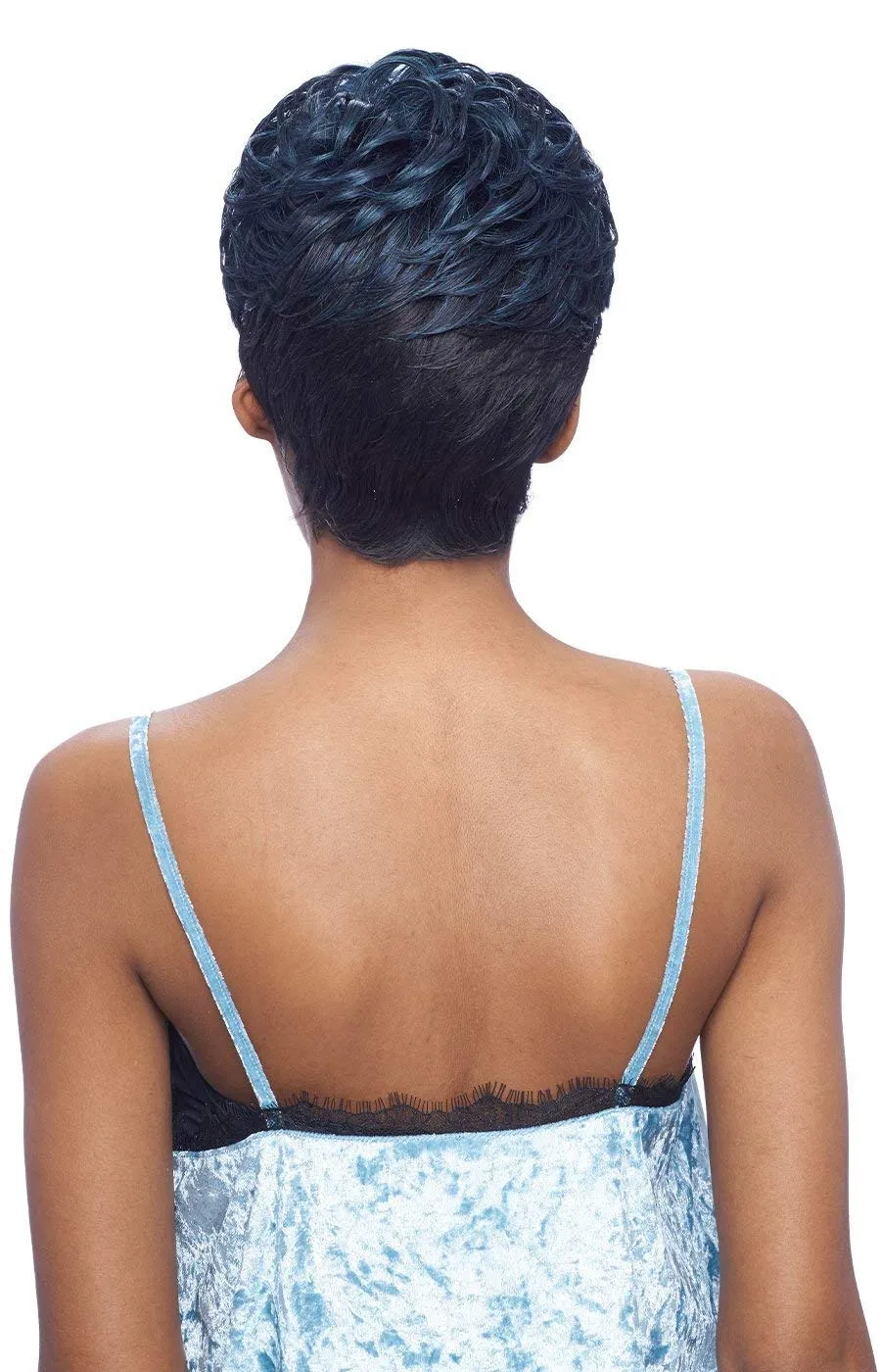 VANESSA Fashion Wig Premium Synthetic High Heat Fiber Short Length Wavy Style with Swept Bang Free Part Full Cap - KELA (TURQ)