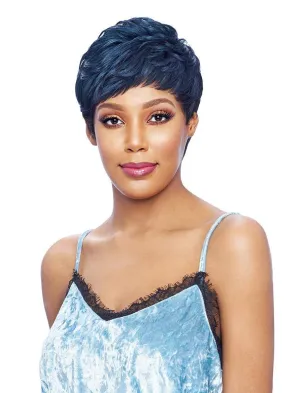 VANESSA Fashion Wig Premium Synthetic High Heat Fiber Short Length Wavy Style with Swept Bang Free Part Full Cap - KELA (TURQ)