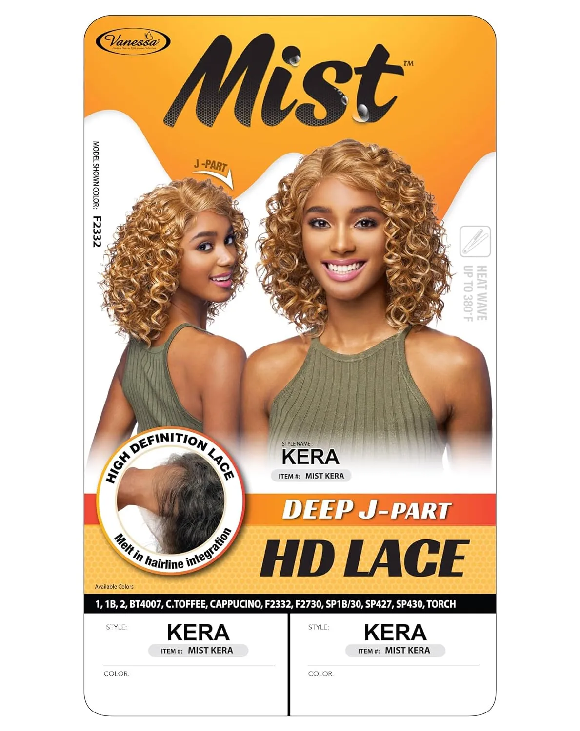 Vanessa Mist Fashion Medium Length Curly Hair Style HD Lace Synthetic Wigs - MIST KERA (SP430)