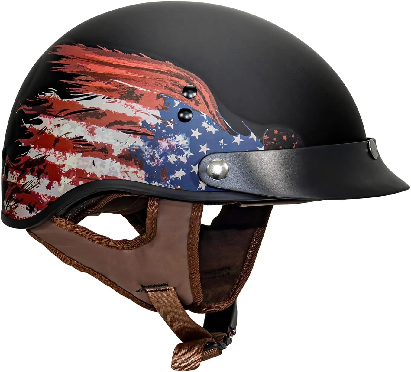 VCAN Cruiser Half Face Motorcycle Helmet with Drop-Down Sun Visor, Removable Peak and Quick Release Buckle