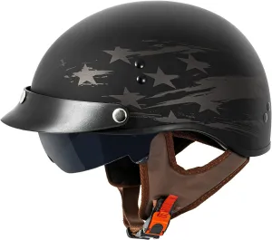 VCAN Cruiser Half Face Motorcycle Helmet with Drop-Down Sun Visor, Removable Peak and Quick Release Buckle