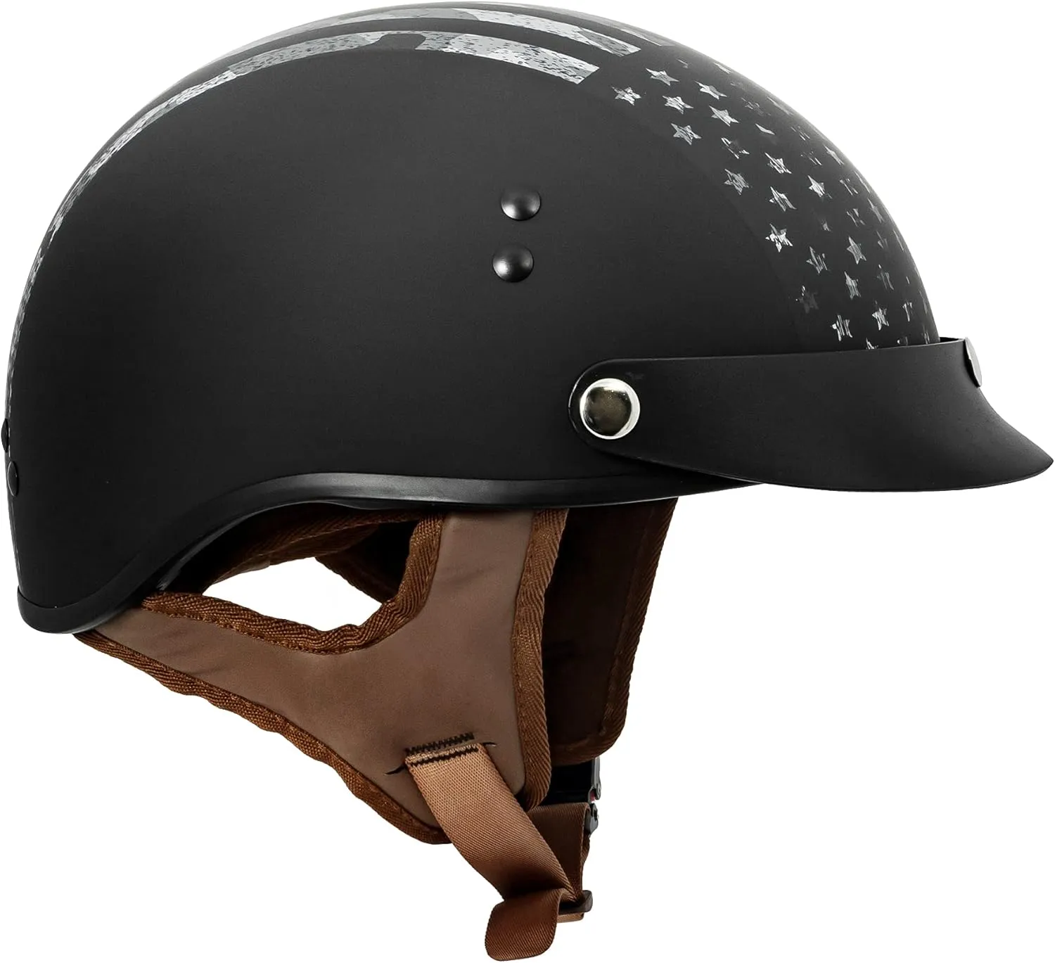 VCAN Cruiser Half Face Motorcycle Helmet with Drop-Down Sun Visor, Removable Peak and Quick Release Buckle