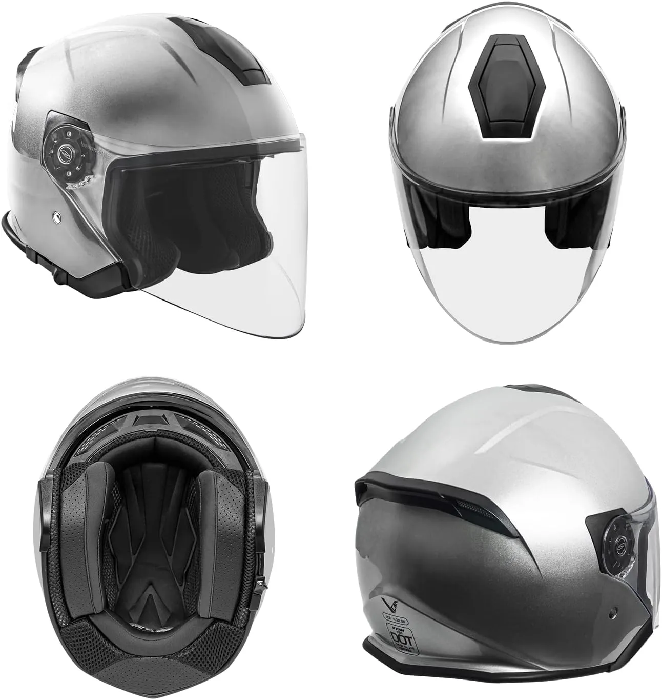 VCAN V88 3/4 Open Face Motorcycle Scooter Helmet ECE & DOT Approved