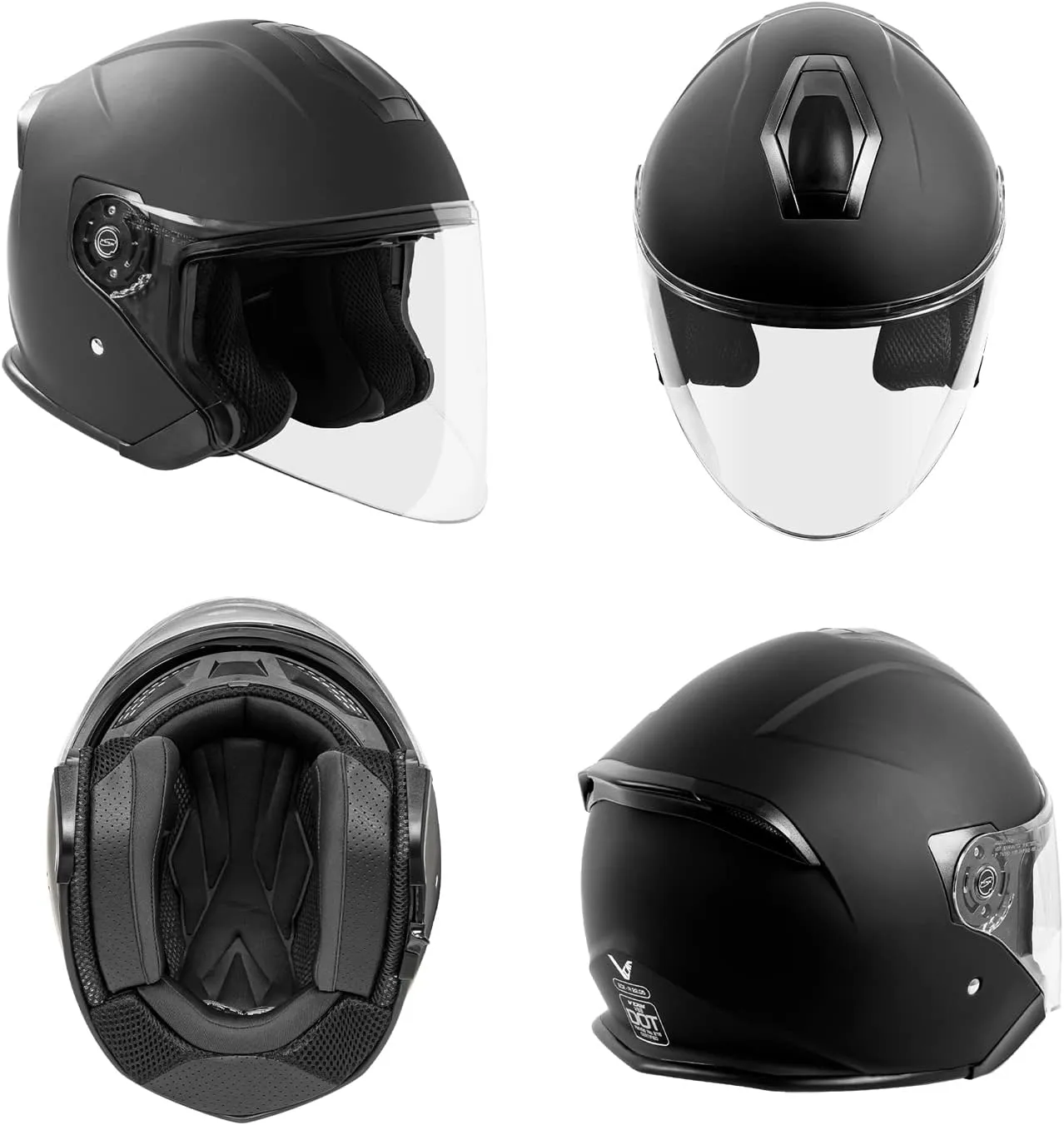 VCAN V88 3/4 Open Face Motorcycle Scooter Helmet ECE & DOT Approved