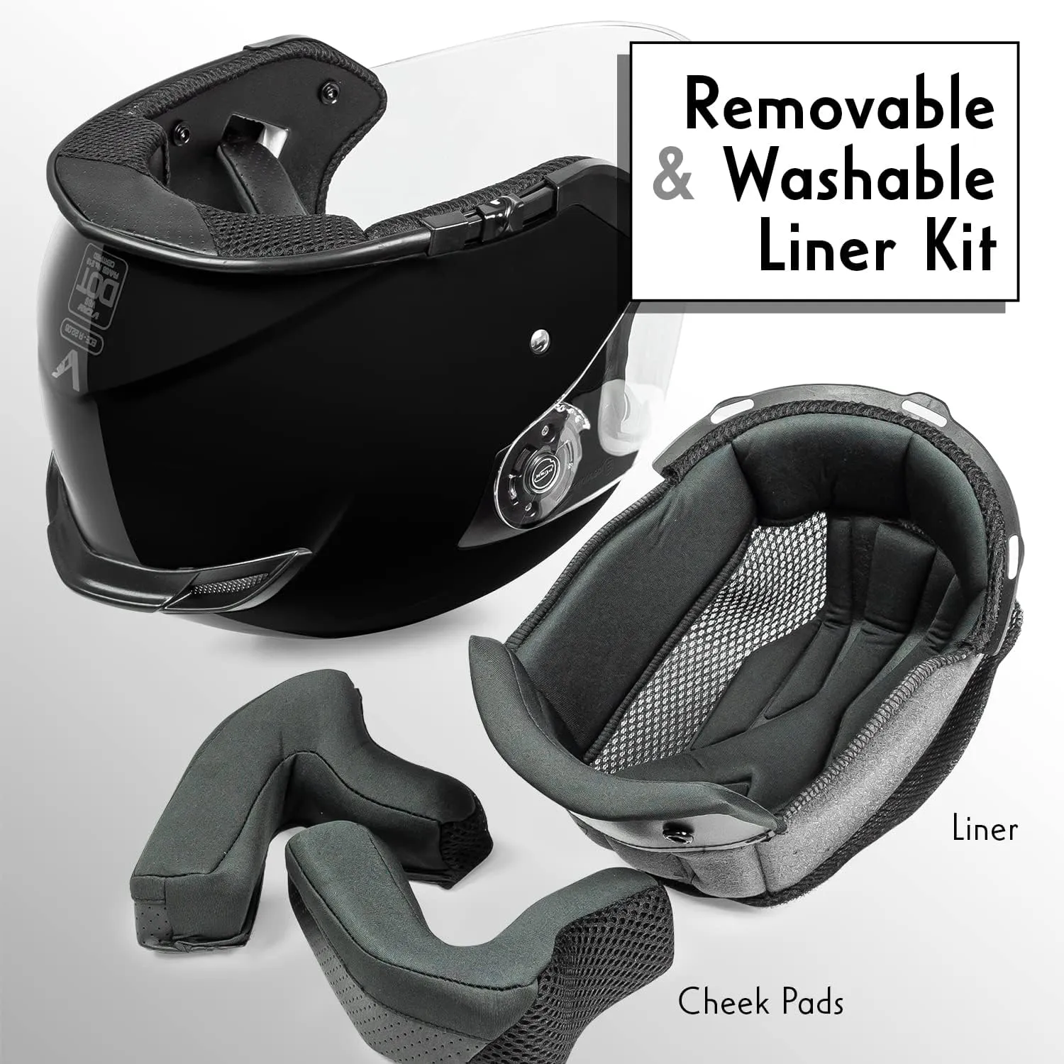 VCAN V88 3/4 Open Face Motorcycle Scooter Helmet ECE & DOT Approved