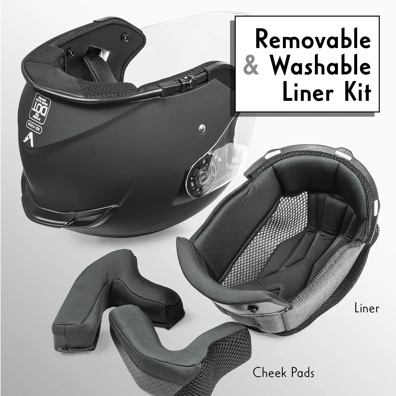 VCAN V88 3/4 Open Face Motorcycle Scooter Helmet ECE & DOT Approved