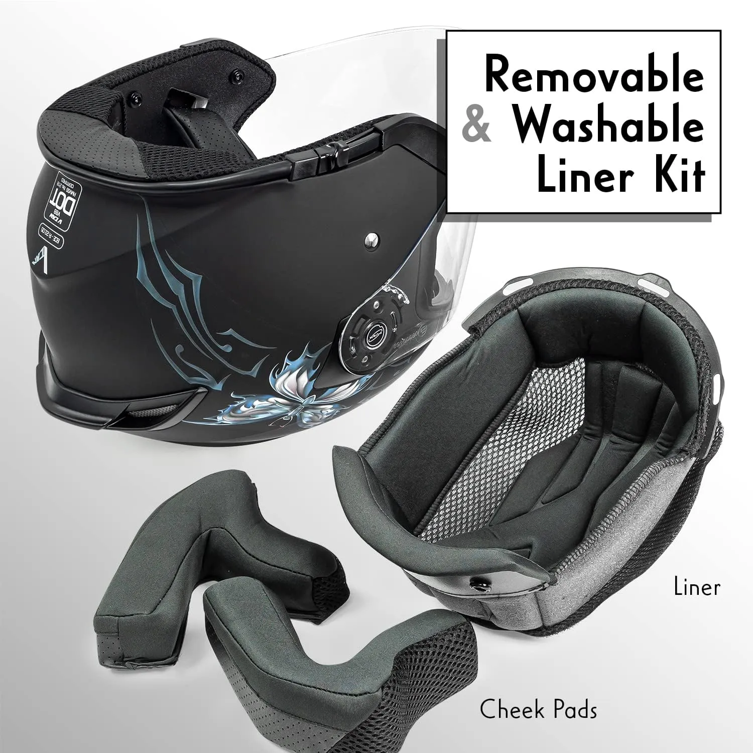 VCAN V88 3/4 Open Face Motorcycle Scooter Helmet ECE & DOT Approved
