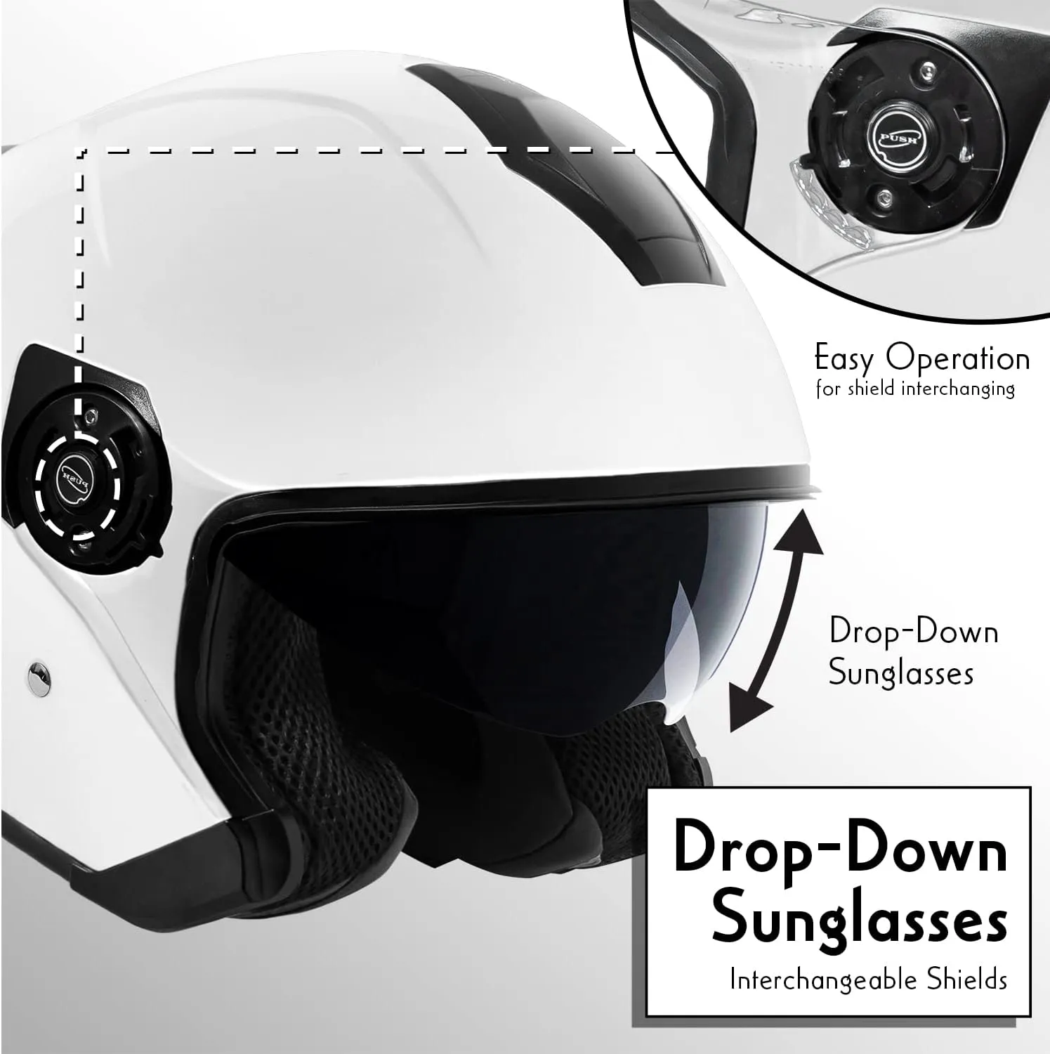 VCAN V88 3/4 Open Face Motorcycle Scooter Helmet ECE & DOT Approved