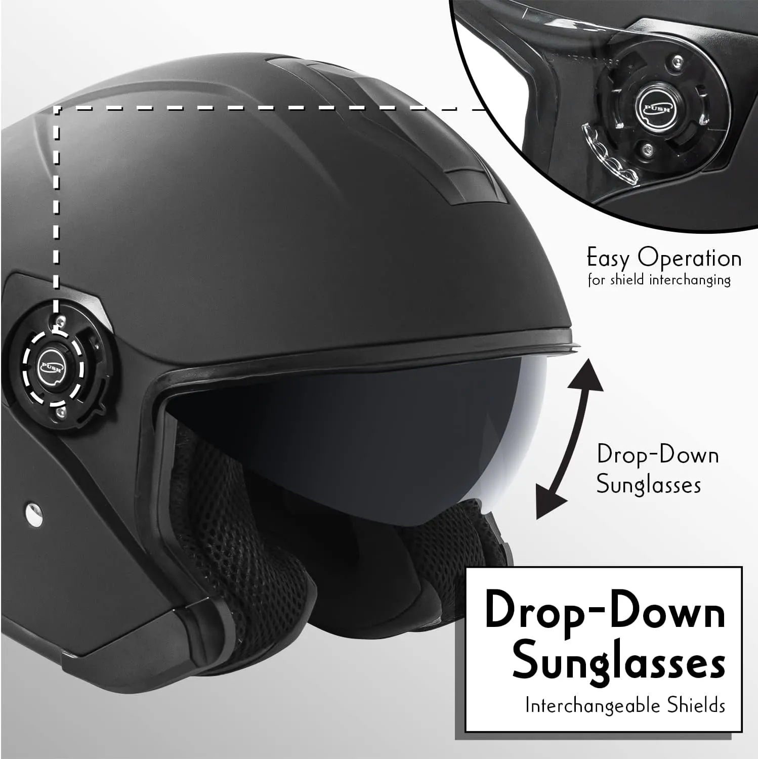 VCAN V88 3/4 Open Face Motorcycle Scooter Helmet ECE & DOT Approved