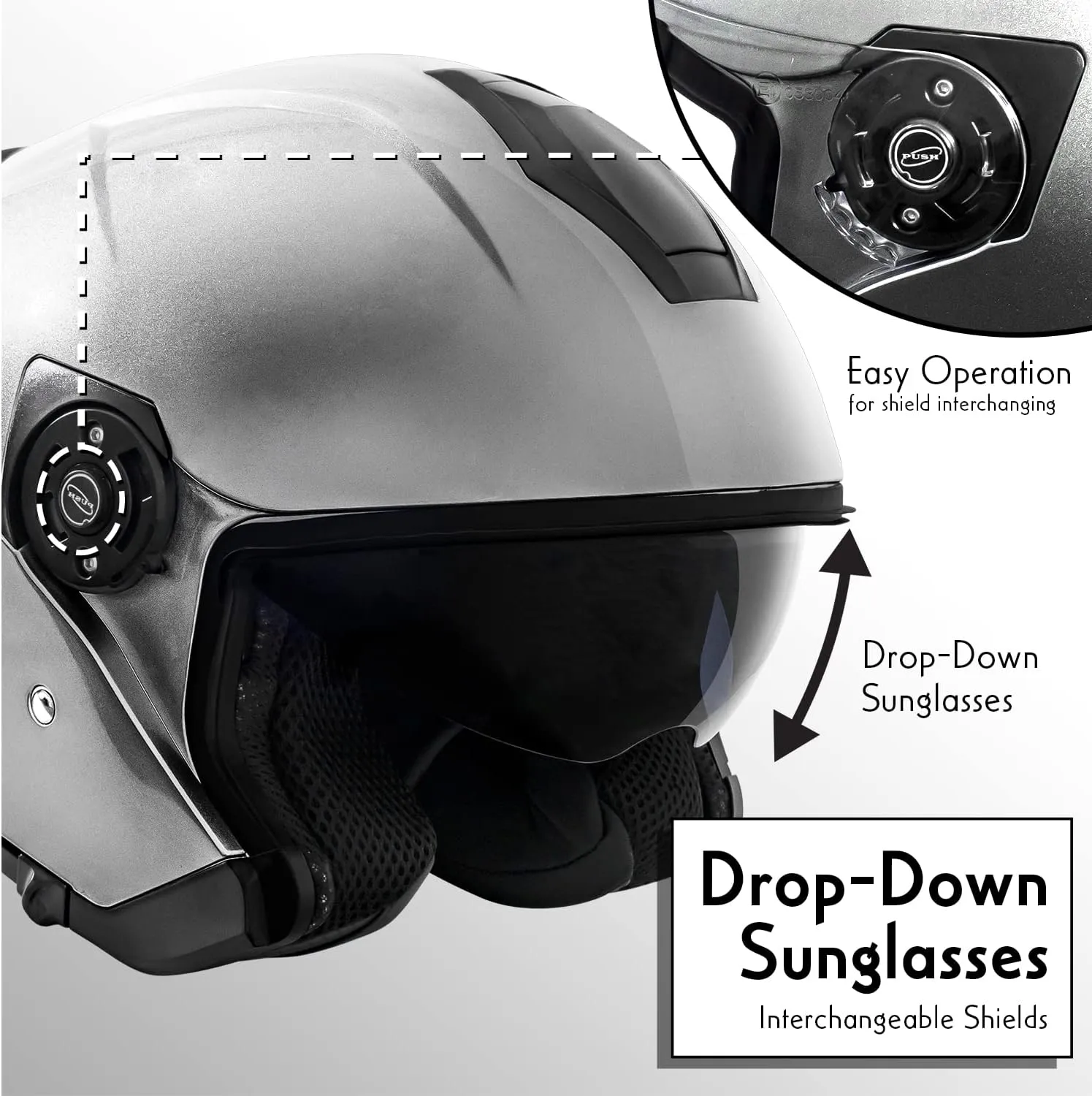 VCAN V88 3/4 Open Face Motorcycle Scooter Helmet ECE & DOT Approved