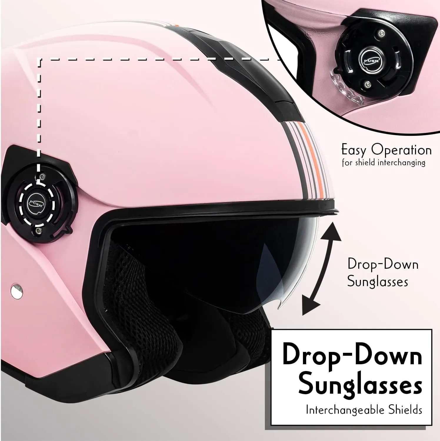 VCAN V88 3/4 Open Face Motorcycle Scooter Helmet ECE & DOT Approved