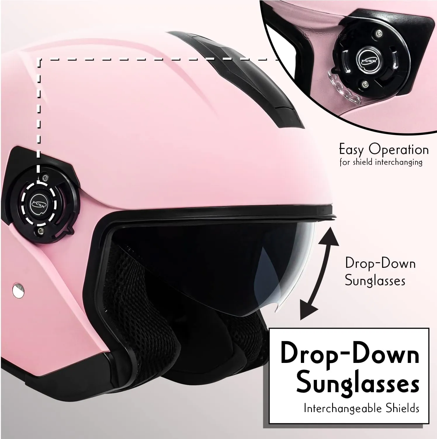VCAN V88 3/4 Open Face Motorcycle Scooter Helmet ECE & DOT Approved