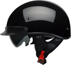 Vega Helmets Warrior Motorcycle Half Helmet with Sunshield for Men & Women, Adjustable Size Dial DOT Half Face Skull Cap for Bike Cruiser Chopper Moped Scooter ATV (2XL, Gloss Black)